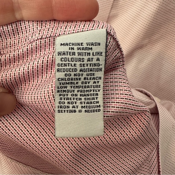 FORSYTH OF CANADA Non Iron Tailored Fit Shirt Size 18 36/37 100% Cotton Pink - Picture 7 of 9